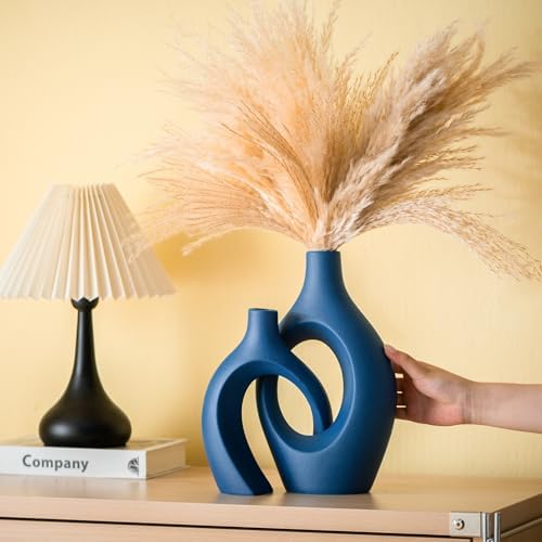 Lvases Snuggle Hollow Ceramic Vase of 2, Modern Minimalist Decorative Vases