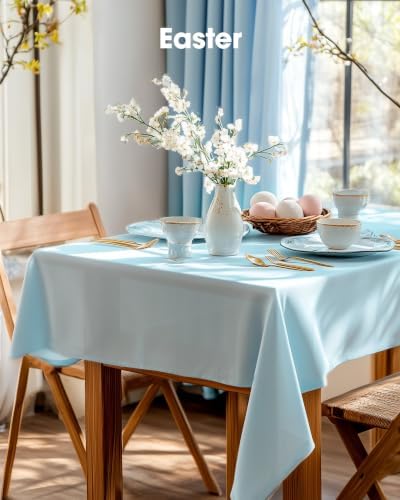 Pureegg Plastic Table Cloth Disposable 54x108 Inch 10 Pack, Baby Blue