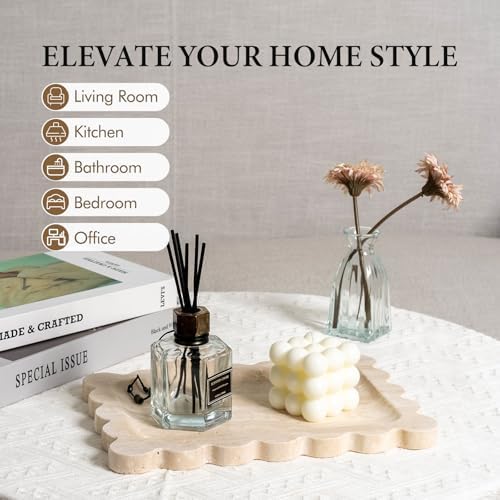 Scalloped Marble Tray / Travertine / 11 x 7.9 x 0.7 / Natural