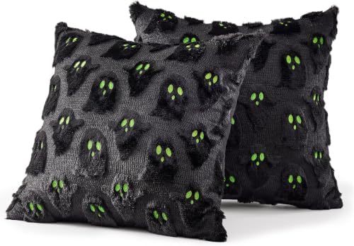 MIULEE Black Halloween Pillow Covers Cute Ghost Decor Set of 2 20x20