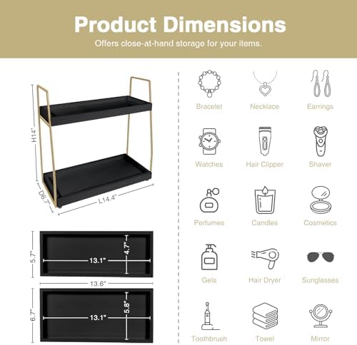 2 Tier Counter Organizer / Black-gold