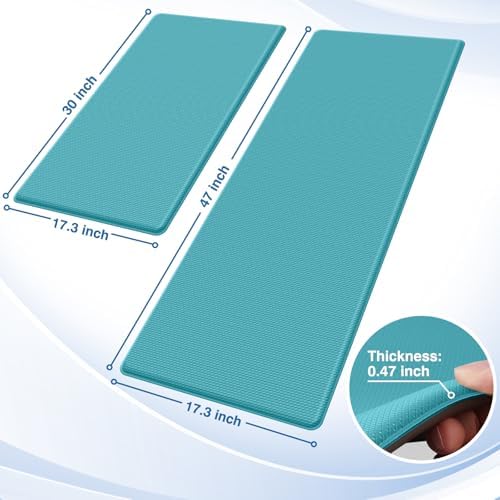 StepRite Kitchen Mats for Floor, 2-Piece Anti-Fatigue Kitchen Rugs, Green