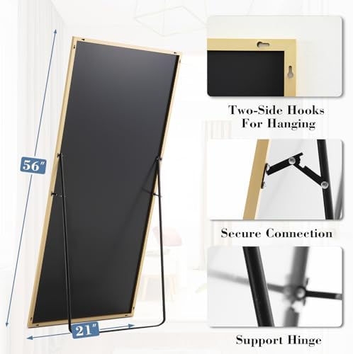 DUMOS 21"x56" Full Length Mirror with Stand, Full Body Floor Mirror