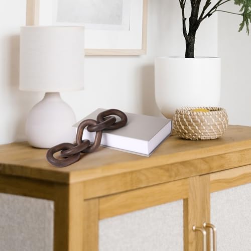 Decorative Wood Chain Link Decor Rustic 5 Link Wooden Chain Ornament / Dark Walnut / 13.78 Inch