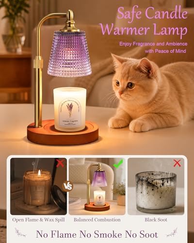 Hong-in Candle Warmer Lamp with Timer, Birthday Gifts for Women, Purple