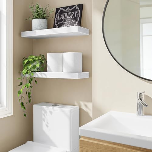 Fixwal Floating Shelves for Wall Decor (White, Set of 2, 15.7 Inch)