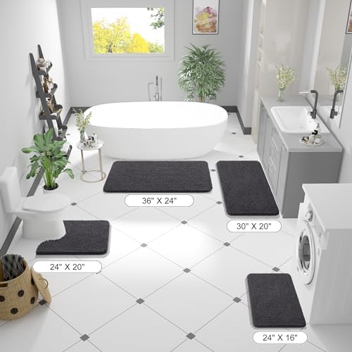 OLANLY Large Bathroom Rugs 40x32, Extra Soft Absorbent Chenille Bath Rugs