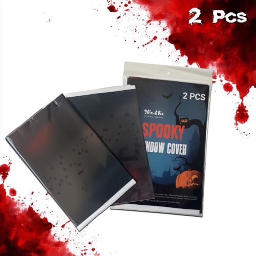 2PCS Halloween Giant Spooky Scary Window Posters - Creepy Party Decoration Haunted House Door Cover Creepy School Dormitory Window Cover 60" x 60"