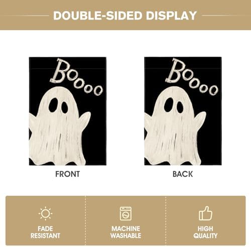 AVOIN colorlife Ghost Boo Halloween Garden Flag 12x18 Inch for Outside