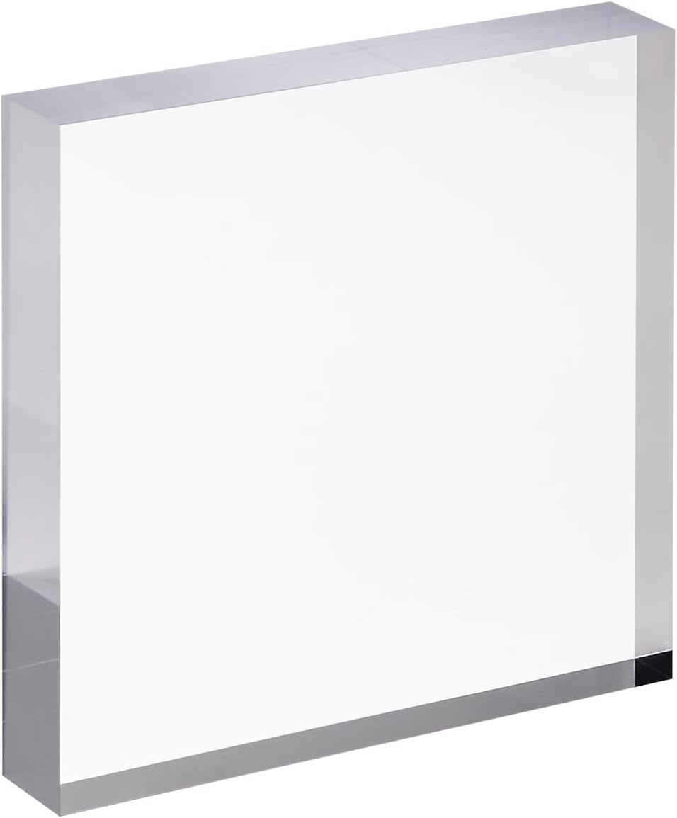 CiaoHER 6in Square Acrylic Cube Display Block, 1in Thickness, 2 Pack | Clear Polished, Pedestal Stand Riser, Solid