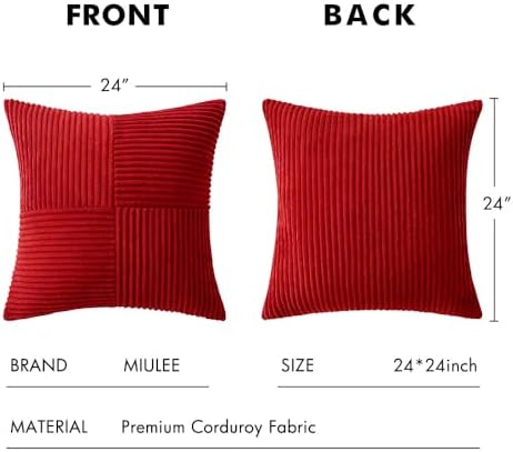 MIULEE Christmas Red Decorative Euro Sham Pillow Covers 24x24 Inch 2 Pack