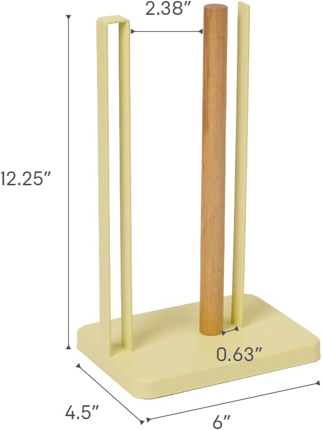 Yamazaki Home Tosca One-Handed Tear Paper Towel Holder - Kitchen Storage Rack - Steel + Wood