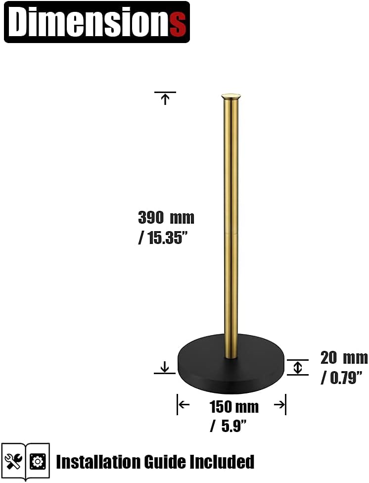 JQK Toilet Paper Storage Stand Gold, 304 Stainless Steel Thicken 0.8mm Tissue Reserve Holder Dispenser for Bathroom