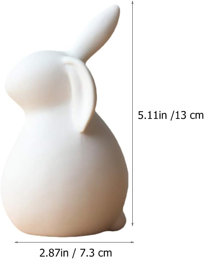 Modern Rabbit Statue / White / Set of 2