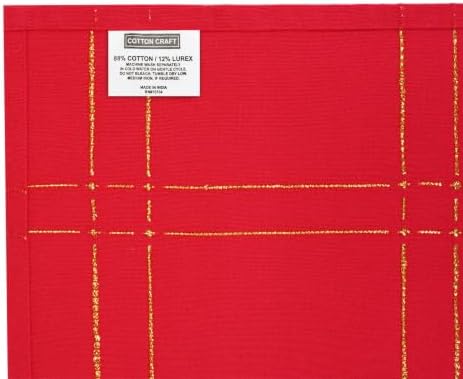 COTTON CRAFT Christmas Cloth Napkins - Set of 12 Red Gold Dinner Napkins
