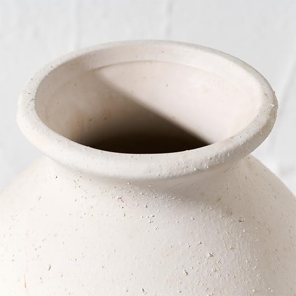 Ceramic Rustic Farmhouse Vase / Off-white / 9.2 Inch