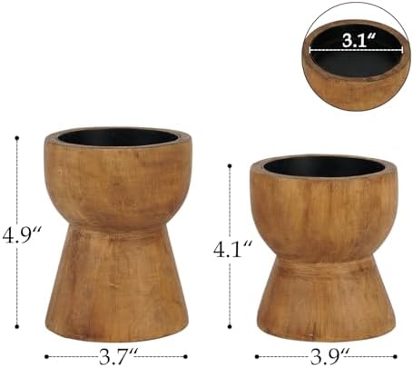 Farmhouse Wooden Candle Holders / 4.9",4.1 / Set of 2