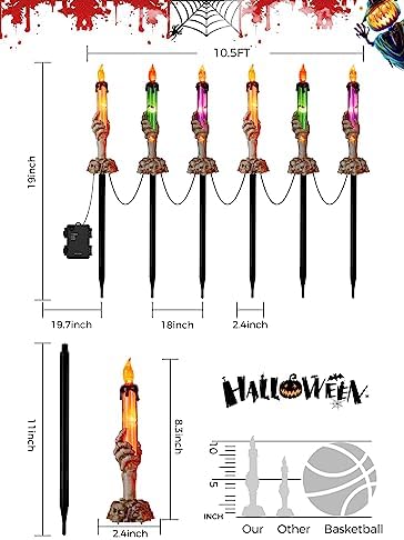 6 Pack Halloween Pathway Lights Lighted Candle Stake for Outdoor Yard Decor
