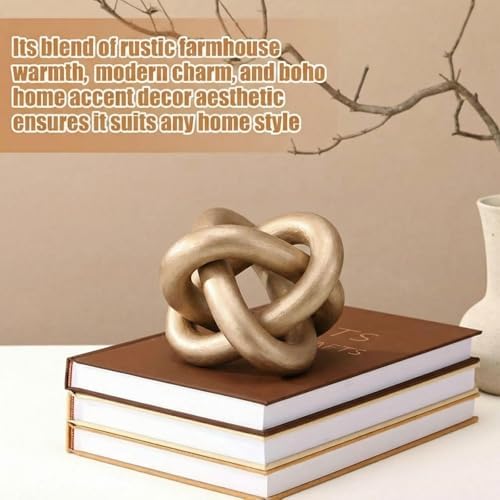 Yalikop 3 Link Wood Knot Decor Rustic Table Shelf Accents, Champagne