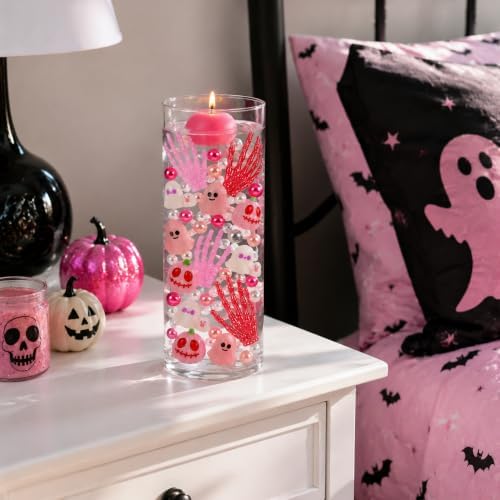 Halloween Floating Vase Filler Kit, Pink White Floating Candles Filler