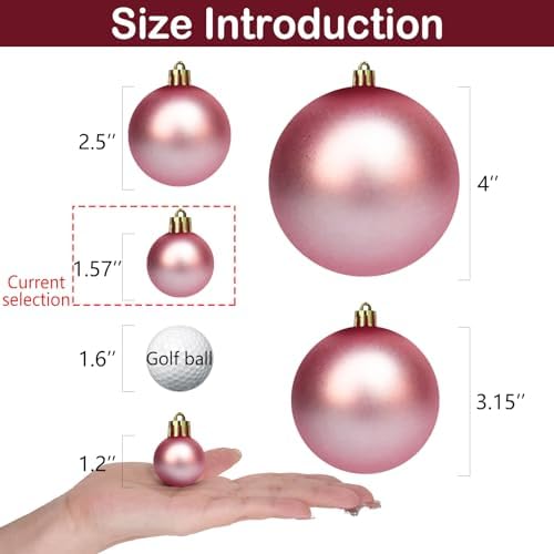 Emopeak 24 Count Rose Gold Mini Christmas Balls Ornaments 1.57 Inch