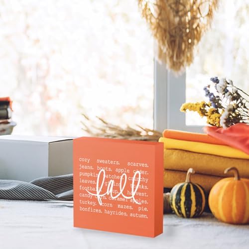 Fall Decor, Fall Decorations for Home Office, Fall Sign, Autumn Pumpkin Sweaters Decorations, Fall Themed Sign, Autumn Desk Shelf Decor 5 X 5 Inch