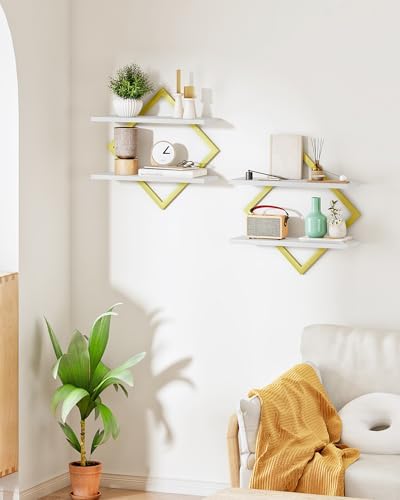 CHOEZON Floating Shelves for Wall, Set of 2 Wall Mounted Shelves, 2-Tier Hanging Shelves, for Living Room, Bedroom