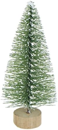 60 Pcs Mini Christmas Trees DIY Xmas Bottle Brush Trees Miniature Sisal Snow Frost Fir Small Artificial Trees Tabletop Trees with Wooden Bases Micro Scenery Landscape Trees for Christmas Party Decor