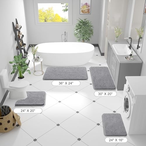 OLANLY Bathroom Rugs 35x24, Extra Soft Absorbent Chenille Bath Rugs