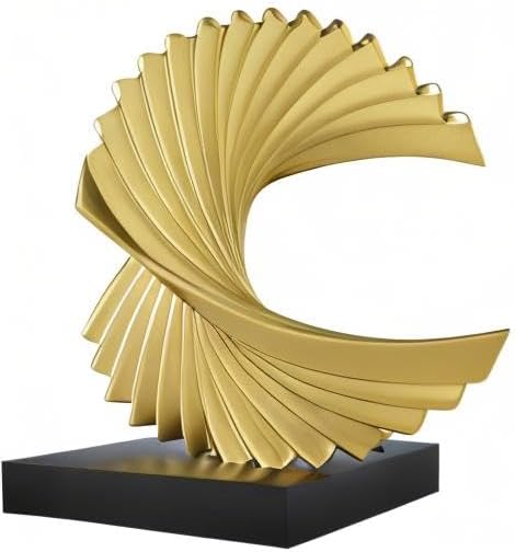 Resin Statue / Modern Abstract Art / Gold / Wave Statue