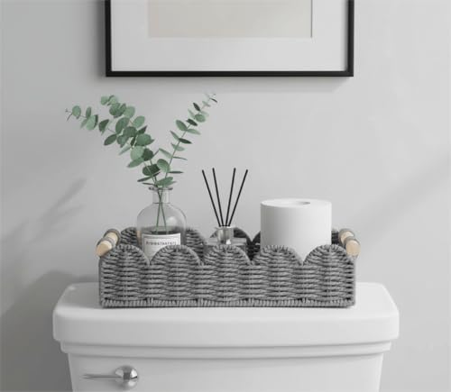 CubesLand Toilet Paper Storage Basket Organizer, Small Wicker Decor Basket
