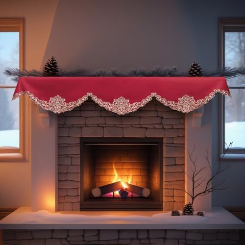 Decozen Mantel Scarf for Fireplace, Mantle Runner Cover Christmas Holiday Fireplace Decor Mantel Decoration Housewarming Gift