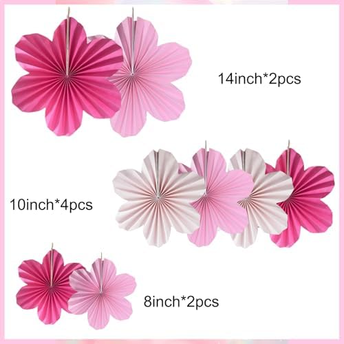 Paper Flowers Decorations for Wall Hot Pink Paper Flower Fan for Girl Party