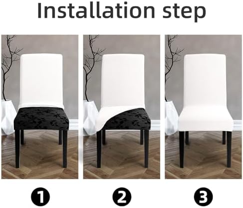 Chair Covers for Dining Room - Stretch Chair Slipcovers for Decorative Seat Protector Armless Removable Washable Elastic Dinner Universal Spandex Solid Chair Slip Covers Set (Cream,6)