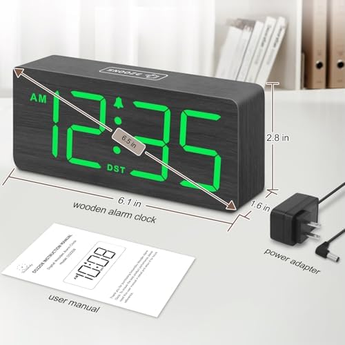 DreamSky Wooden Digital Alarm Clock for Bedroom with Large Numbers