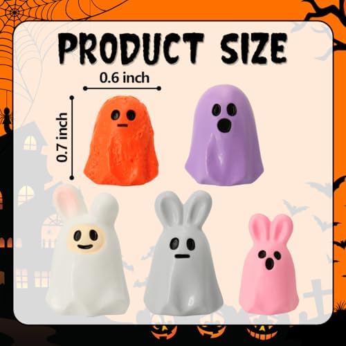 Ghost Figures Door Hinge Toppers Set of 5 - Cute Ghost Bunny Hinge Heads Decorative Topper - Magnetic Decorative Charms for Halloween Home Decor