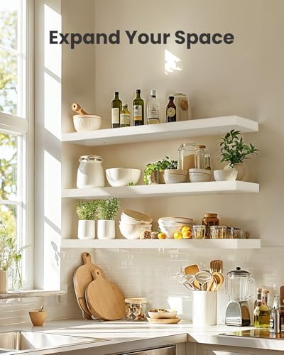Amada 23.6" Floating Shelves for Wall Decor & Storage, Set of 3, White