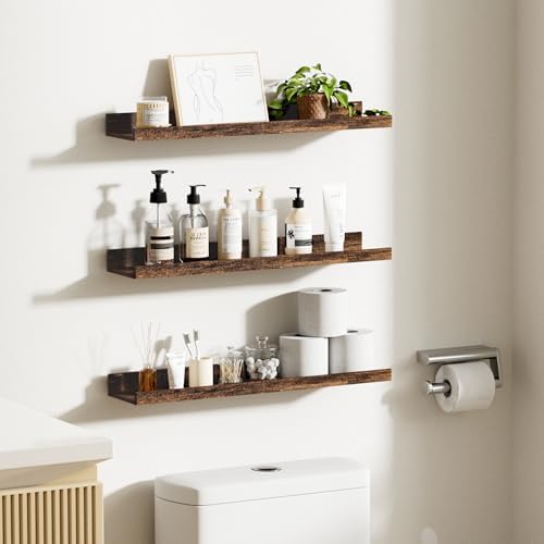 upsimples Floating Shelves for Wall Decor and Storage, Brown, 6Pcs 23.6''