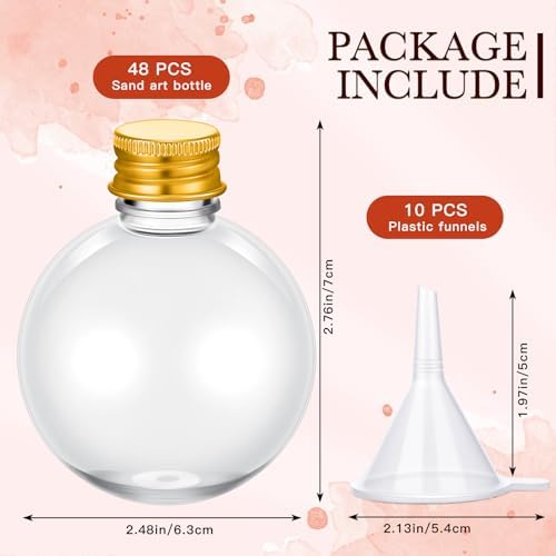 FoldTier 48 Pcs Plastic Potion Bottles with Caps,Gold,Aluminum Cap