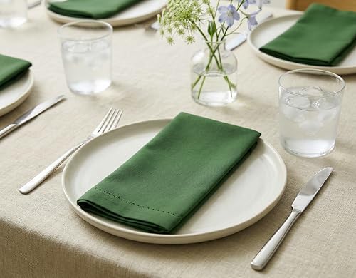 PurpleEssences Hemstitch Cloth Napkins 18x18 in Set of 6 - Sage Green