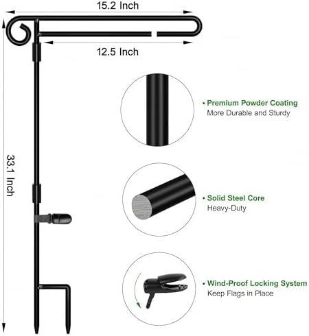 HOOSUN Garden Flag Stand Holder,Yard Flag Holder For Small Flags 12 x 18,Yard Sign Garden Flags Stake For Outside,Small Metal Garden Flag Pole For Yard With Tiger Clip