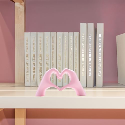 Small Heart Hands Sculpture Decor for Living Room Bedroom Bookshelf Coffe Table and Office Display, Love Finger Statue
