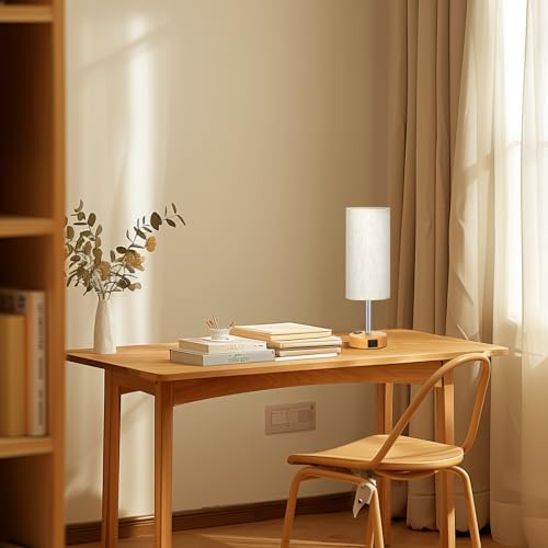 Fenmzee Bedside Table Lamp Set of 2 - Dimmable Touch, USB A+C, AC Outlet