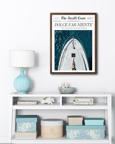 EcoHest 12x16 in Dolce Far Niente Newspaper Framed Wall Art