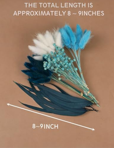 Dried Wild Flower Craft Kit, Bouquet Supplies Mixed Dried Flowers. (Blue)