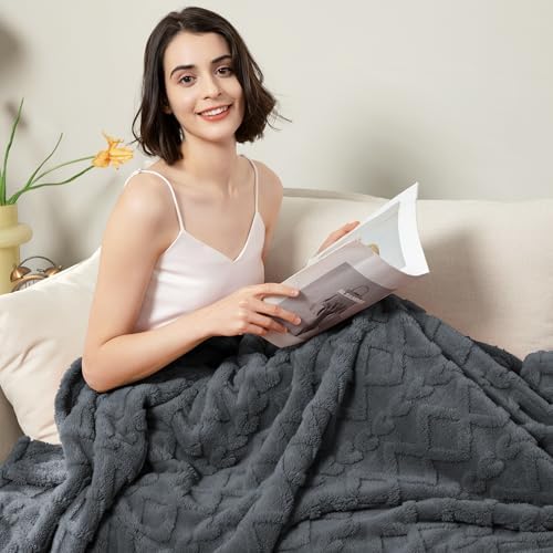 Aganear Fleece Throw Blanket for Couch Sofa 60"x80" Grey