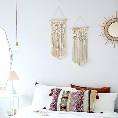 Macrame Woven Wall Hanging Boho Chic Geometric Art Decor / Medium / Set of 2
