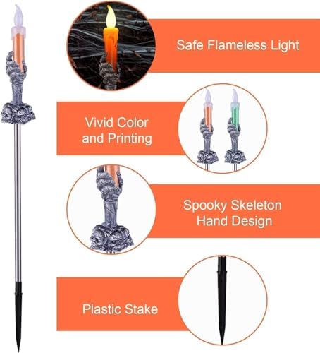 Halloween Decorations Outdoor, Solar Pathway Lights, 10 Pack