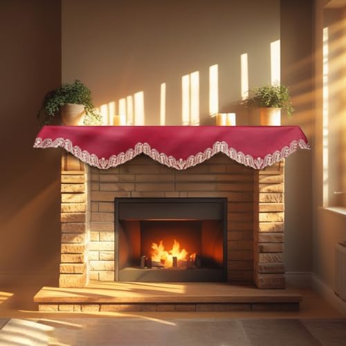 Decozen Mantel Scarf for Fireplace, Mantle Runner Cover Christmas Holiday Fireplace Decor Mantel Decoration Housewarming Gift