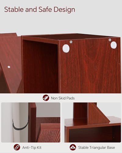 SUNMORY 6 Tier Tree Bookshelf, Tall Small Bookcase with Storage Cabinet